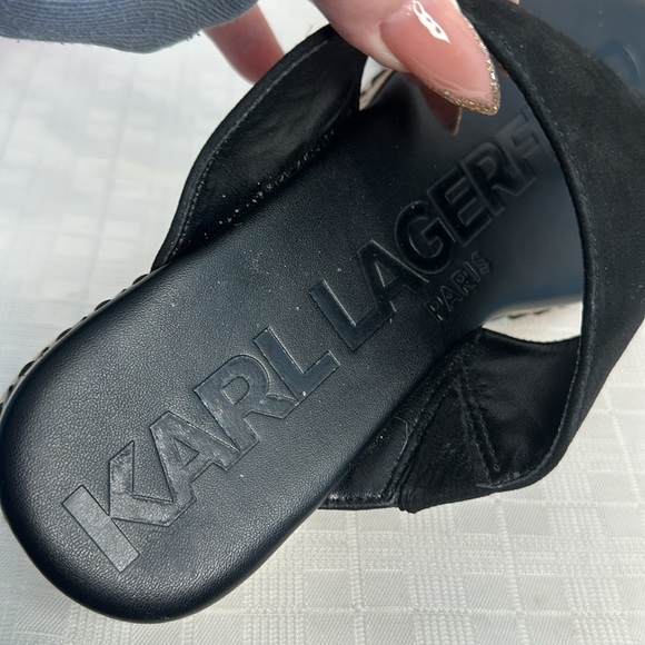 Karl Lagerfeld Paris Karsyn Platform Thong sandals in black size 8.5 - Picture 6 of 8